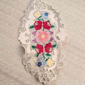 Floral Embroidered Lace Doily